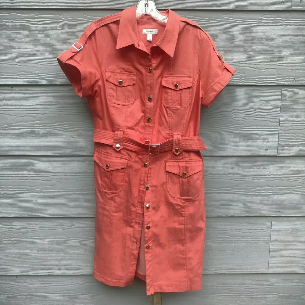 Dressbarn Coral Midi Dress size 14 Like NEW